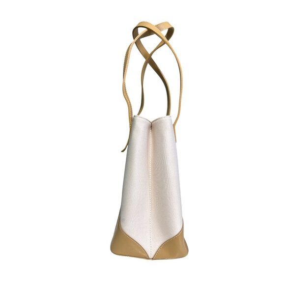 Kate Spade New York Canvas Leather Cream/Tan Tote Bag With Bow Accent - Picture 4 of 6